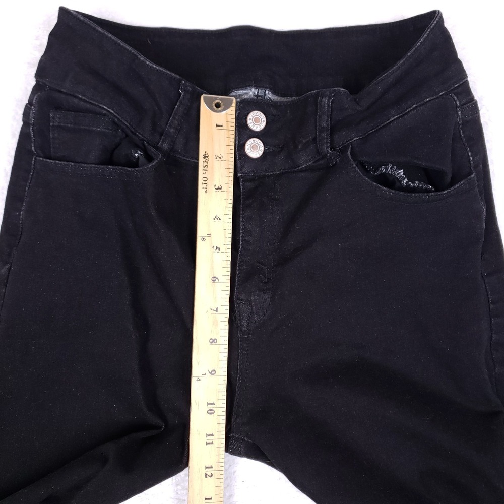 SIDEFEEL High Waisted Jeans 10 Black Straight Leg Raw Hem Stretch Denim‎ - Picture 4 of 11